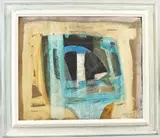 Abstract composition mixed media by Reginald James Lloyd, mixed media on board, sold Aug 2026
