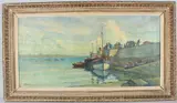 Harbour scene by Jean Donignan, oil on canvas, sold Aug 2026