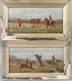 Hunting scenes pair of by Charles Faulkner, oil on board, sold Aug 2026