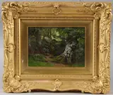 Woodland glade by Alfred Oliver, oil on board, sold Aug 2026