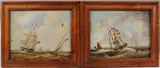 Royal Navy frigates in full sail pair of oils by R Spencer, oil, sold Aug 2026