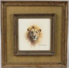 Head of a lion by David Shepherd, oil on canvas, sold Aug 2026