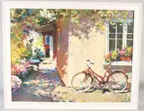 Bicycle in a back garden by Anatoli Shapovalov, oil on canvas, sold Aug 2026