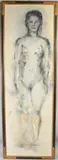 Standing figure mixed media by Claire Gavronsky, 1995, mixed media on canvas, offered Aug 2026