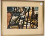 Boat and beach forms ink and by Reginald James Lloyd, ink and watercolour, sold Aug 2026