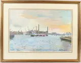 Thames view by Faith Sheppard, watercolour, sold Aug 2026