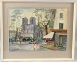Notre Dame Paris by James Eatock, watercolour, sold Aug 2026