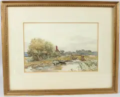 On the Basingstoke Canal, Woking by Claude Hayes, watercolour, sold Aug 2026