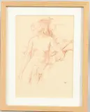 Nude seated crayon by Harry Morley, drawing, sold Aug 2026