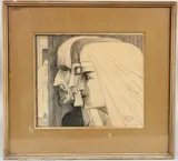 Bezonkenheid, Meditatie, Vuur by Sivid Stessen, pencil, sold Aug 2026