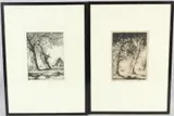Landscape with trees and barns Landscape with trees and figure two by William Palmer Robins, pencil, sold Aug 2026