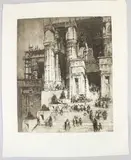Untitled by William Walcot Busy city scene, etching, sold Aug 2026