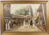 A bustling middle eastern market scene by Fernando a Carter, oil on canvas, sold Jul 2026