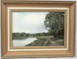 The Thames near Hampton Court by John Foulger, oil on board, sold Jul 2026