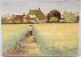 My Wife with the Dogs... by James Eatock, oil on board, sold Jul 2026