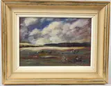 Moorland landscape by James Eatock, oil on board, sold Jul 2026