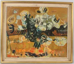 Flowers in a vase by David Peretz, oil on canvas, sold Jul 2026