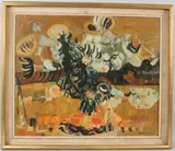 Flowers in a vase by David Peretz, oil on canvas, sold Jul 2026