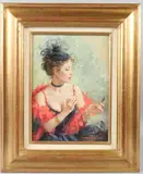 Woman applying make up by Constantin Razoumov, oil on canvas, offered Jul 2026