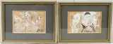 Studies of clowns pair of by John Peter Uht, pencil and watercolour, sold Jul 2026