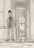 Saint with Hero by Jack Jones, pencil on paper, sold Nov 2024