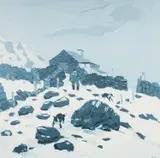 Snow in Nant Peris by Kyffin Williams, print, sold Nov 2024