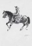 Facsimile print - Gaucho on horseback by Kyffin Williams, print, sold Nov 2024