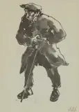 Facsimile print - farmer in flat cap by Kyffin Williams, print, sold Nov 2024