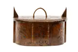 bentwood with vertical stitching, carved with motifs and dated '1886', by Th C. Norwegian Tine Box, sculpture, sold Nov 2024
