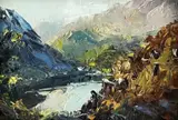 Llyn Dinas by David Grosvenor, oil on canvas, sold Nov 2024