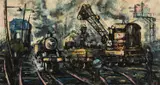 Sun and Steam (Aberystwyth) by Ken Lewis, oil on board, sold Nov 2024