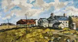 The Red Barn (Near Rhyd-y-felin) by Ken Lewis, oil on board, sold Nov 2024