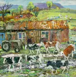 Towards Milking by Alex Williams, 2023, oil on canvas, sold Nov 2024