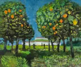 Orange Grove, near Seville by John Elwyn, 1989, oil on canvas, sold Nov 2024