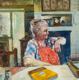 Untitled by Meirion Jones, acrylic on board, sold Nov 2024