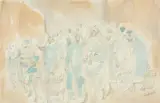 Children and infants in a by Vera Bassett, watercolour and pencil, sold Nov 2024