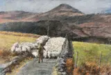 Homeward Sheep by Keith Bowen, pastel, sold Nov 2024