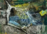 Pool with the White Weed' on Ashgate Gallery, Surrey label by Ray Howard-Jones, gouache, offered Nov 2024