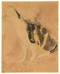 Seated Tortoiseshell Cat by Gwen John, pencil and watercolour, sold Nov 2024