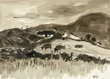 Above Waunfawr by Kyffin Williams, ink, offered Nov 2024