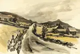 'Road Above by Kyffin Williams, ink, sold Nov 2024