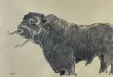 Welsh Black Bull by Kyffin Williams, watercolour, sold Nov 2024