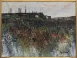 Reed Bed, St Guenole by Peter Oliver, oil on board, offered Oct 2024