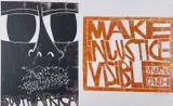 'Make Injustice by Paul Peter Piech, 1987, woodcut, sold Oct 2024