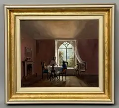 Tea By The Fire by Deborah Jones, oil on board, sold Jul 2026