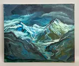 Alpine nocturne by Rita Smith, oil on canvas, sold Jun 2026