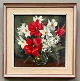 Red Tulips by John Codner, oil on board, sold Jun 2026