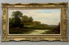 River landscape with figures outside a by Francis E. Jamieson, oil on canvas, sold Jun 2026