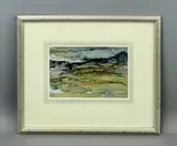 Bleak Yorkshire moorland by John Lancaster, ink and watercolour, sold Jun 2026