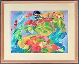 Two Poinsettias and their reflection by Jennie Tuff, 1990, watercolour, offered Jun 2026